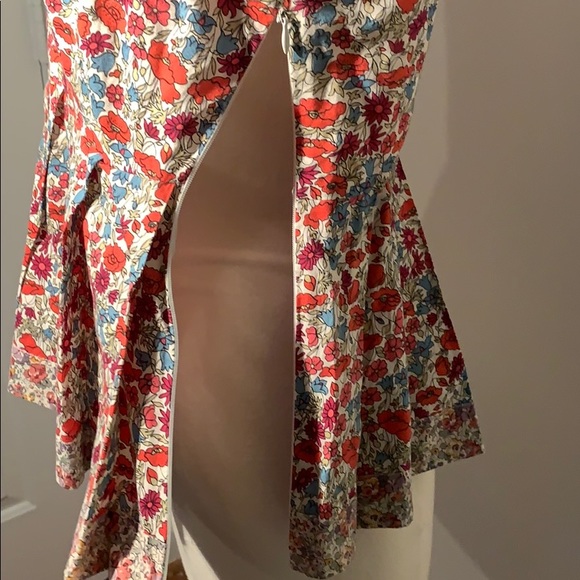 French chic Cacharel pleated floral cotton top M - Picture 6 of 8